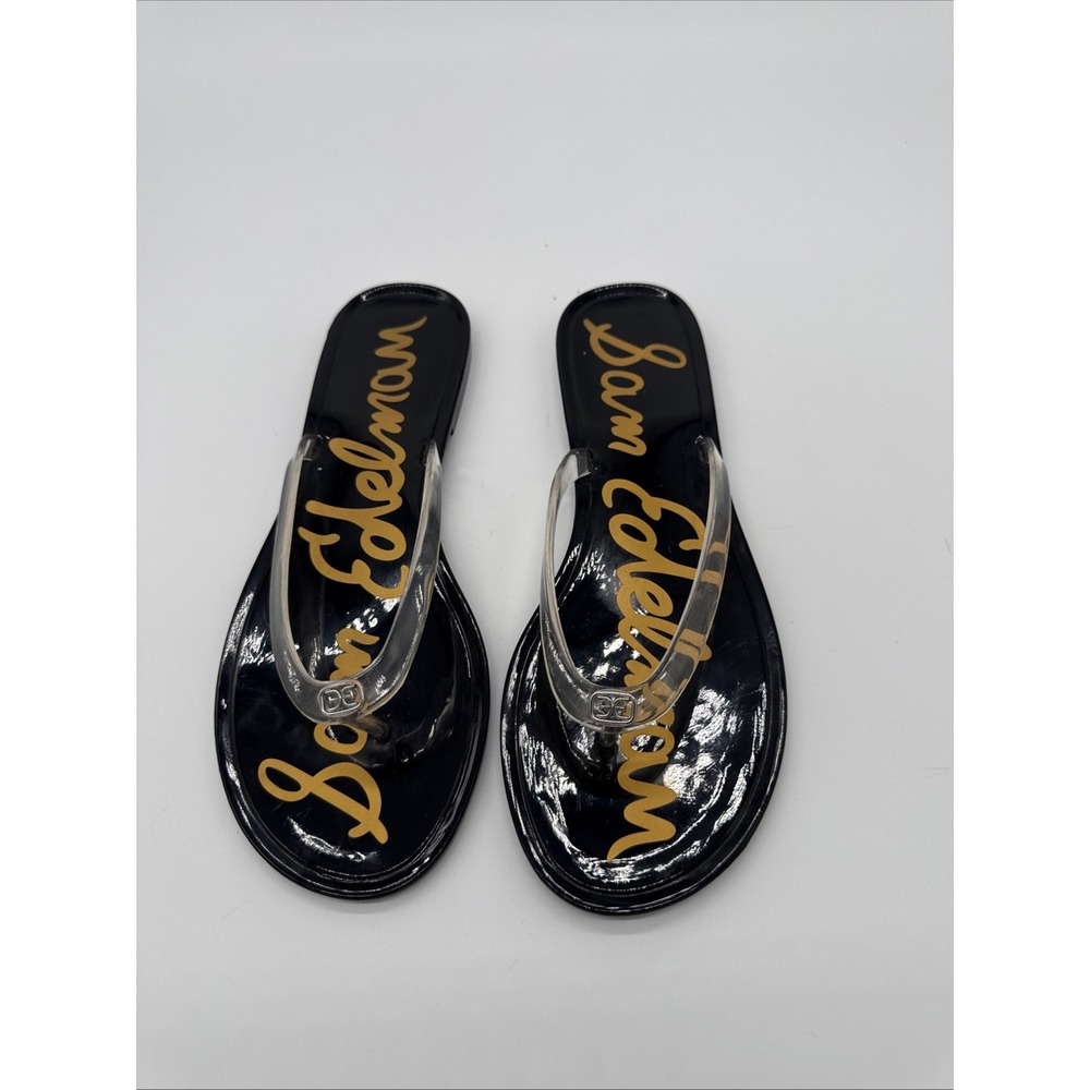 Sam Edelman "Dean" Flip Flops Jelly Material Black Clear Straps Size 9